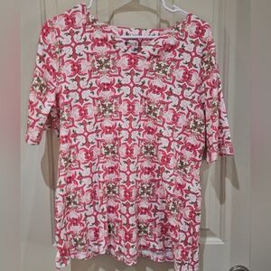 Croft & Barrow Pink and White Fitted Blouse